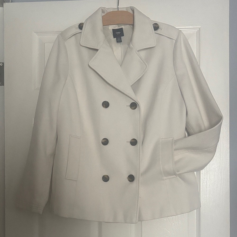 GAP Cream Double-Breasted Pea Coat